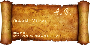 Asbóth Vince névjegykártya